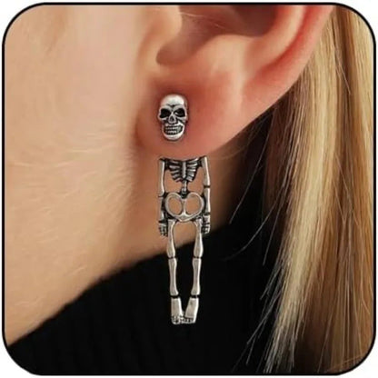 Halloween Skull Simulation Human Skeleton Detachable Stud Earrings - Dangle Earrings for Women