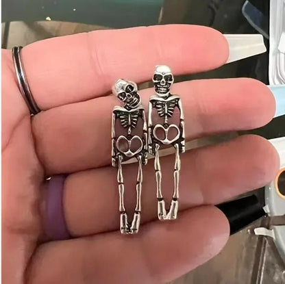 Halloween Skull Simulation Human Skeleton Detachable Stud Earrings - Dangle Earrings for Women