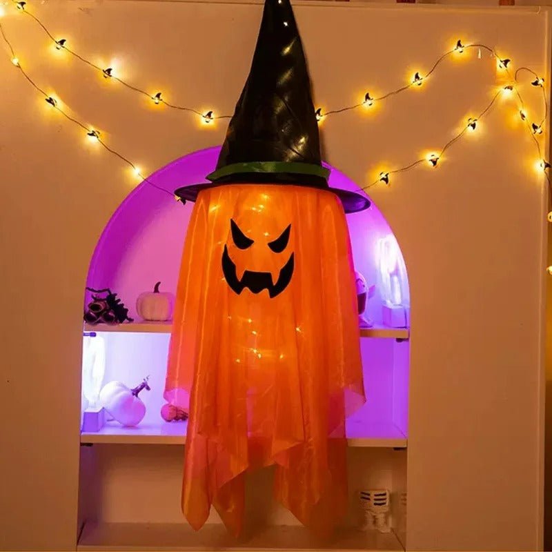 Halloween Wizard Hat Lamp - Flashing Light-Up Glowing Wizard Hat, Hanging LED Decoration for Ghost Festival and Dress-Up