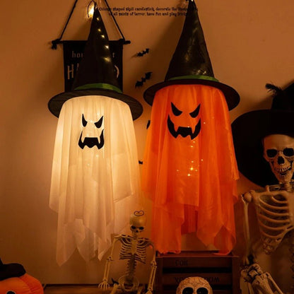 Halloween Wizard Hat Lamp - Flashing Light-Up Glowing Wizard Hat, Hanging LED Decoration for Ghost Festival and Dress-Up