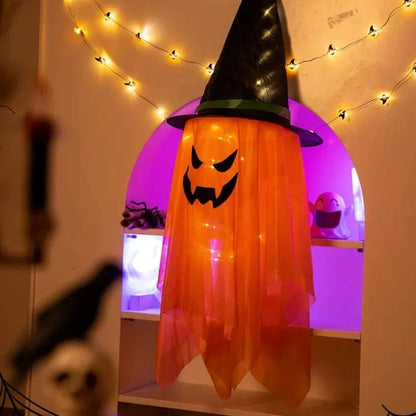 Halloween Wizard Hat Lamp - Flashing Light-Up Glowing Wizard Hat, Hanging LED Decoration for Ghost Festival and Dress-Up