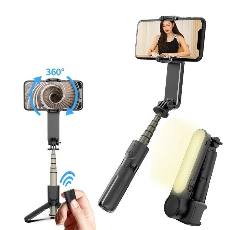 Handheld Gimbal Stabilizer - Selfie Stick Tripod with Wireless Remote with 360°Automatic Rotation