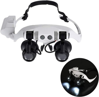 Headband Magnifier - 8 Lens LED Light Jeweler Glasses