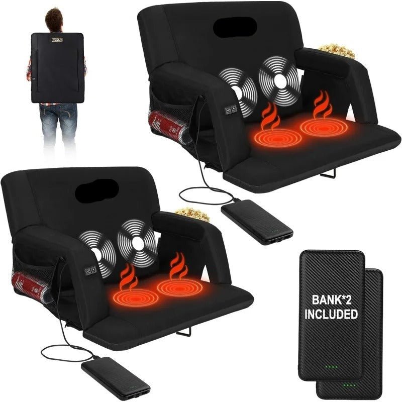 Heated Folding Bleacher Seat - Heated Stadium Seats for Bleachers with Back Support