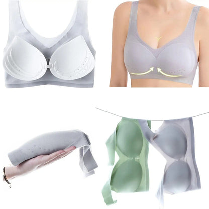 Ice Silk Ion Lymphvity Detoxification and Shaping & Powerful Lifting Bra - Breathable, Seamless, Comfort Bra, Non-Marking  Bras