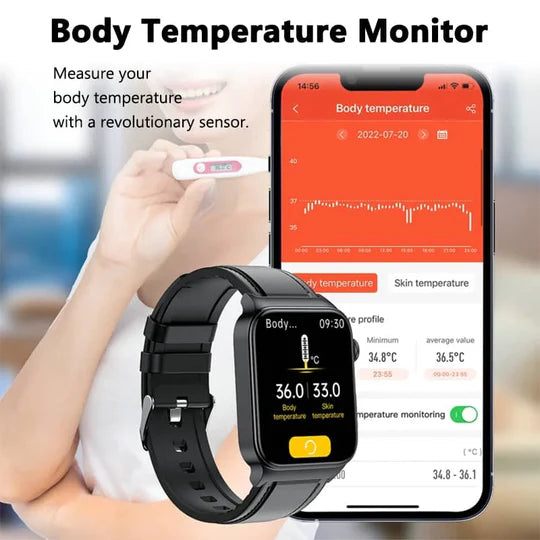 Cardica ECG Smart Watch with Blood Pressure Monitor, Body Temperature, Blood Glucose, Heart Rate and Blood Oxygen.