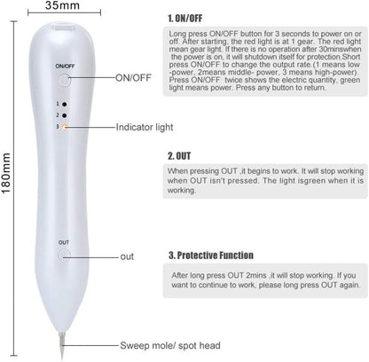 Laser Plasma Pen Facial Skin Dark Spot Remover - Safe Laser Tattoo Freckle Removal Pen