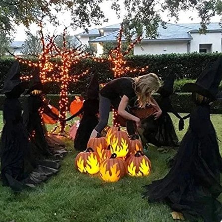 Lighted Halloween Witch Stake - Halloween Witches Decor