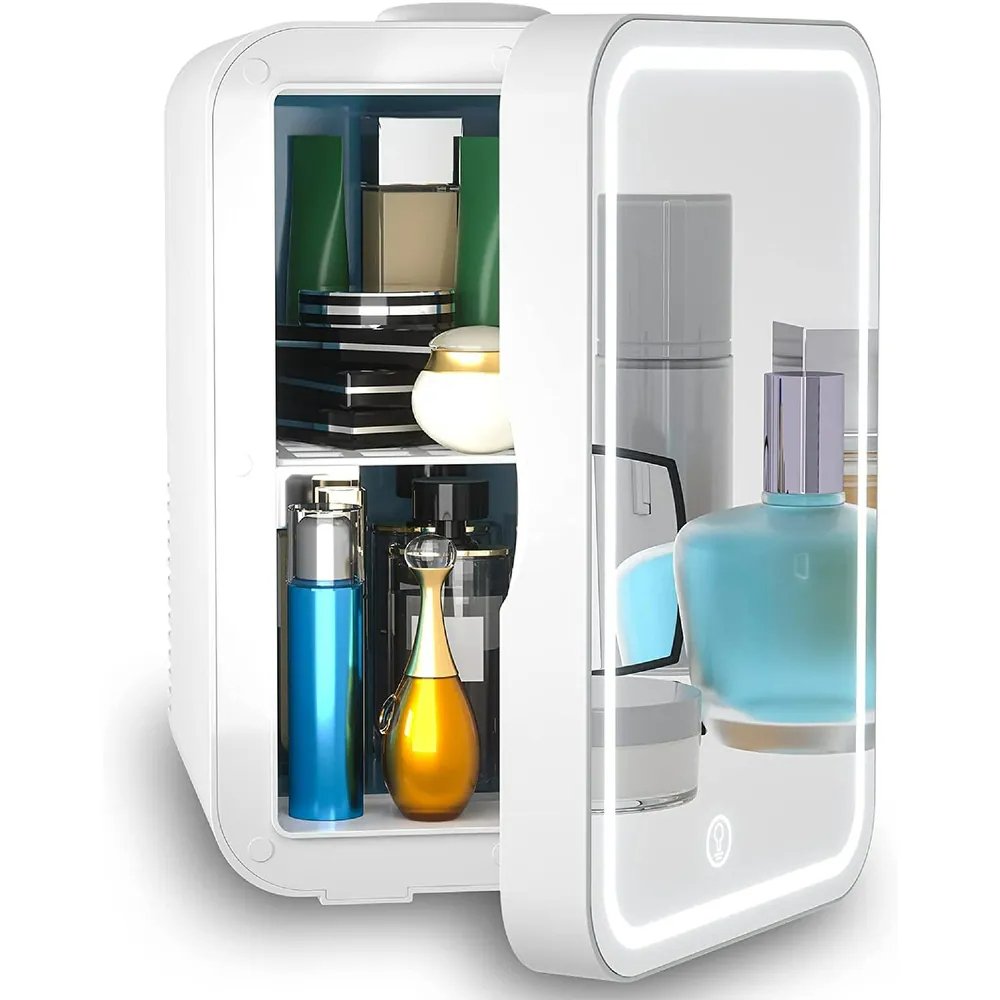 Makeup Mini Fridge - Mirrored Beauty Fridge With LED Lighting 8L Cosmetic Refrigerator