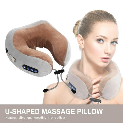 Massaging Neck Pillow - Pillow Portable Heated Massage Ideal for Travel, Relaxation and Office, U Shaped Pillow For Shoulder, Cervical Pain Relief Fatigue