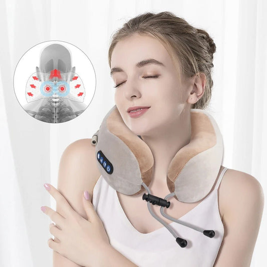 Massaging Neck Pillow - Pillow Portable Heated Massage Ideal for Travel, Relaxation and Office, U Shaped Pillow For Shoulder, Cervical Pain Relief Fatigue