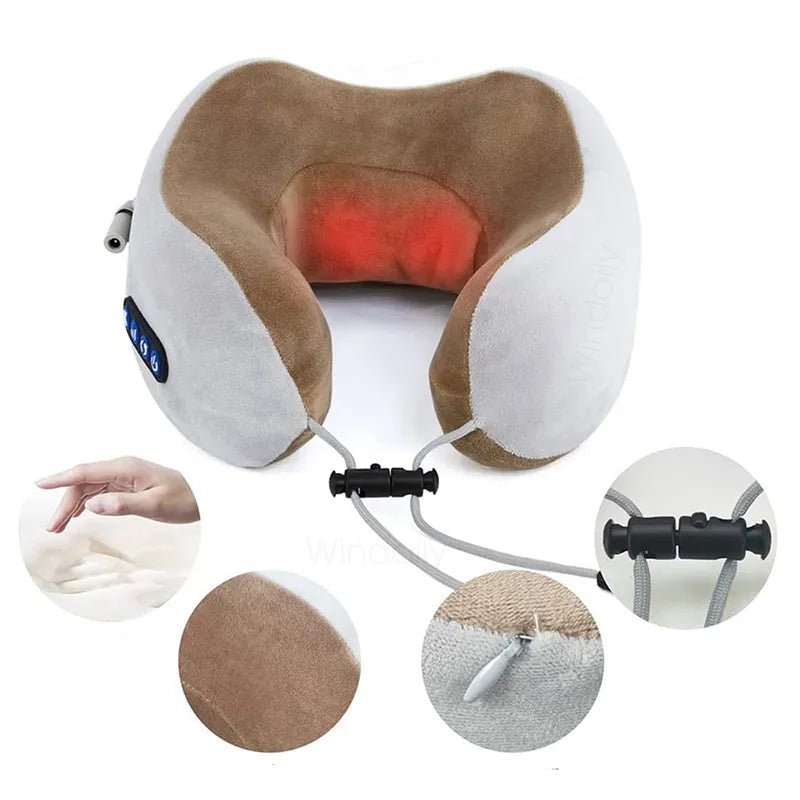 Massaging Neck Pillow - Pillow Portable Heated Massage Ideal for Travel, Relaxation and Office, U Shaped Pillow For Shoulder, Cervical Pain Relief Fatigue