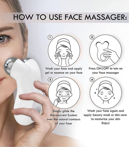 Microcurrent Face Lift Device - Massager Skin Tightening, Facial Wrinkle Remover & Toning