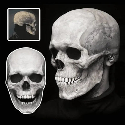 Movable Jaw Realistic Full Head Skull Mask - Human Skeleton Mask for Halloween Party