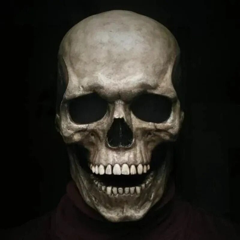 Movable Jaw Realistic Full Head Skull Mask - Human Skeleton Mask for Halloween Party