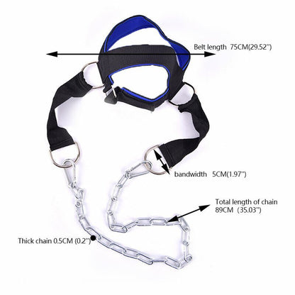 Neck and Head Harness - Neck Training Head Harness with Chain for Weight Lifting, Chin and Neck Strengthening Workout