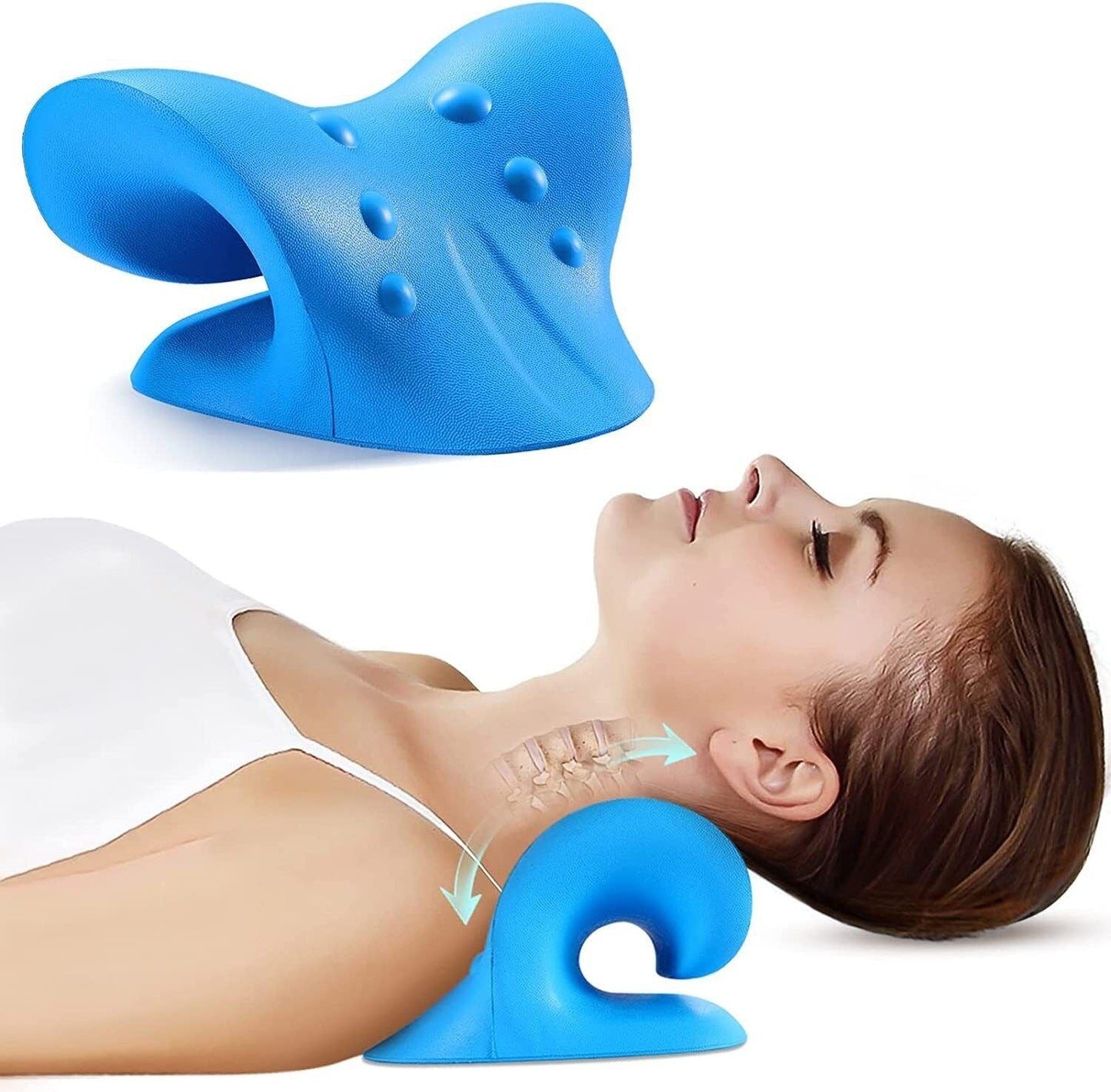 Neck Cloud Massage Pillow - Ergonomic Neck Cloud Cervical Traction Device Chiropractic Pillow for Spine Alignment, Neck and Shoulder Relaxer and Muscle Tension