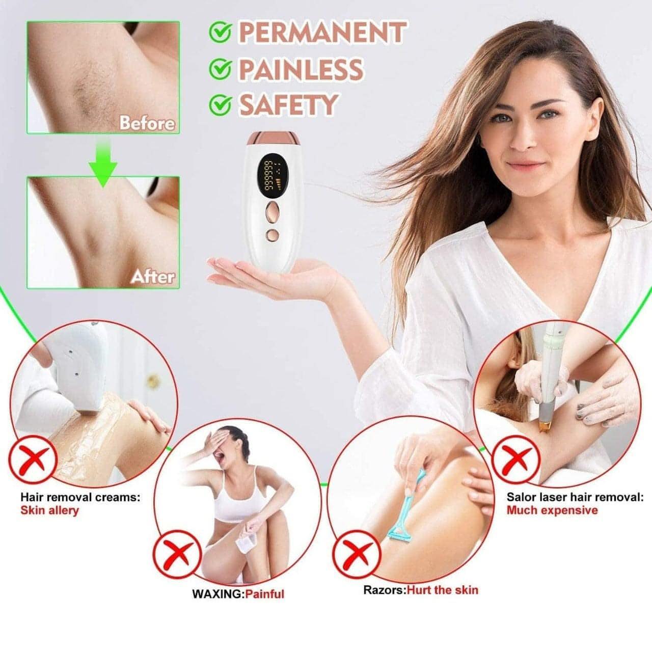 IPL Laser Hair Removal Device | Permanent Hair Remover On Face, Legs, Arms, Armpits, Whole Body | Use at Home