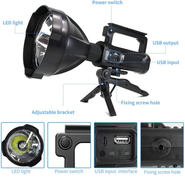 Outdoor High-power Glare Lighting Portable Lamp - Rechargeable High Power LED Flashlights