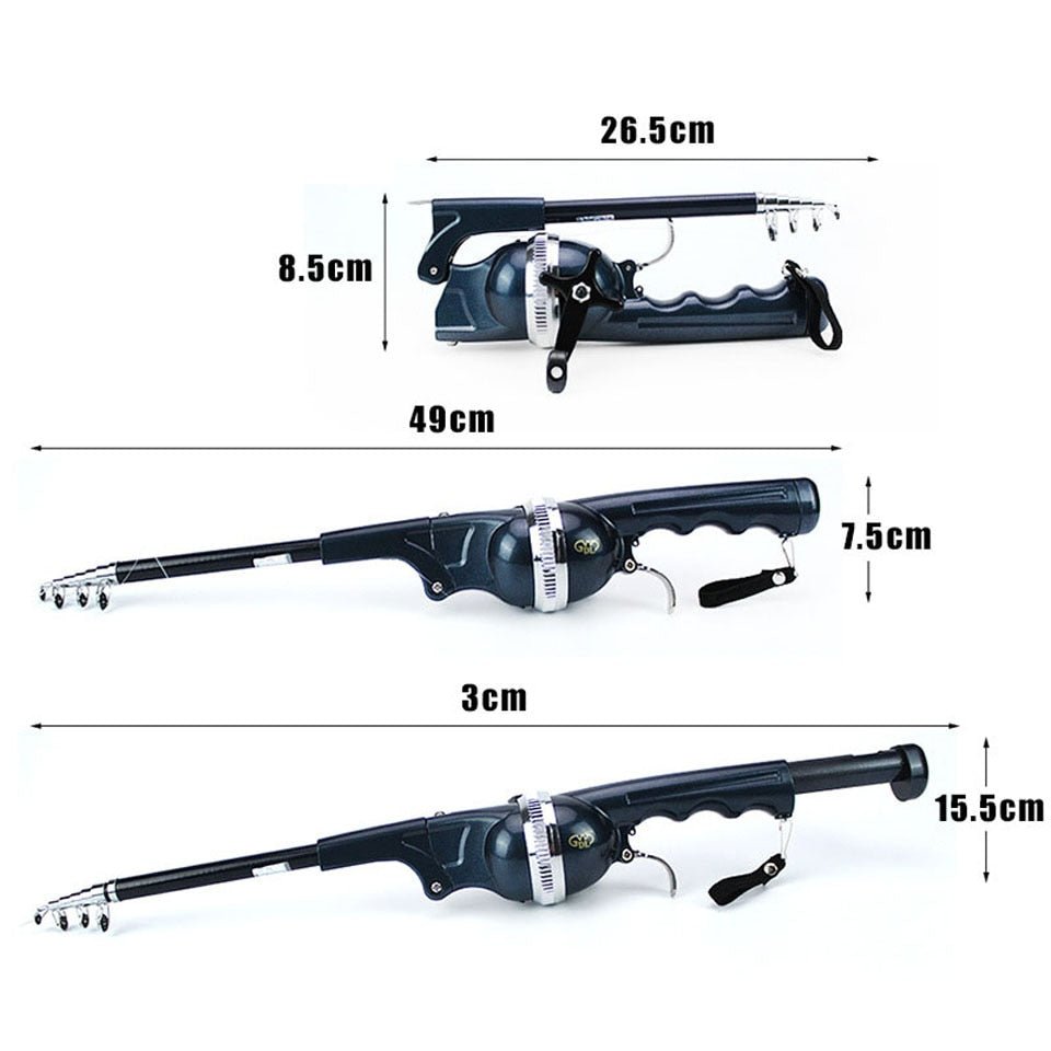 Portable Folding Fishing Rod Telescopic Stainless Steel - Built-in Fishing Reel 80m Line Travel Portable Lure