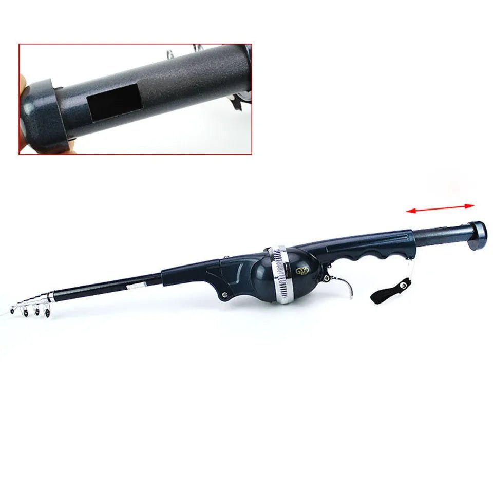 Portable Folding Fishing Rod Telescopic Stainless Steel - Built-in Fishing Reel 80m Line Travel Portable Lure