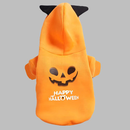 Pumpkin Design Pet Clothes - Halloween Pet Puppy Cosplay Hoodie, Soft and Adorable Warm Outfit Coat