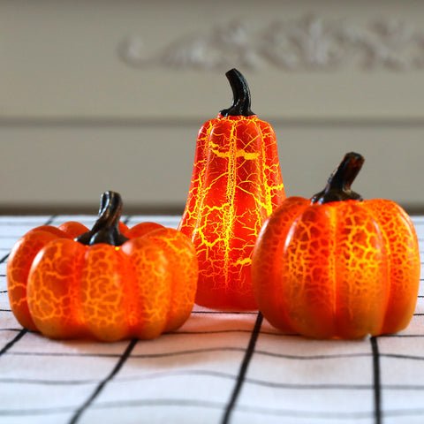 Pumpkin LED Candle Lamp Resin - Halloween Pumpkin Lantern Simulation LED Candle