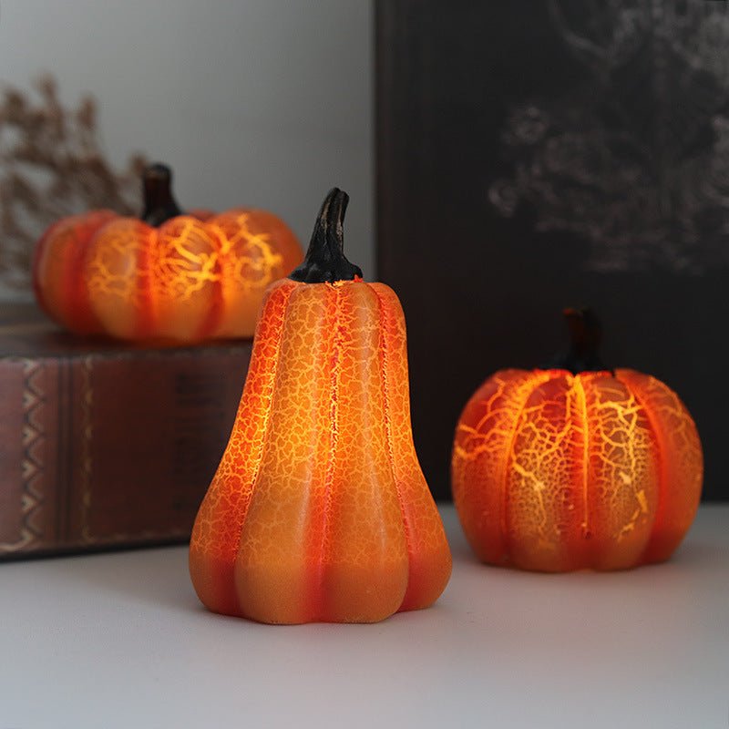 Pumpkin LED Candle Lamp Resin - Halloween Pumpkin Lantern Simulation LED Candle