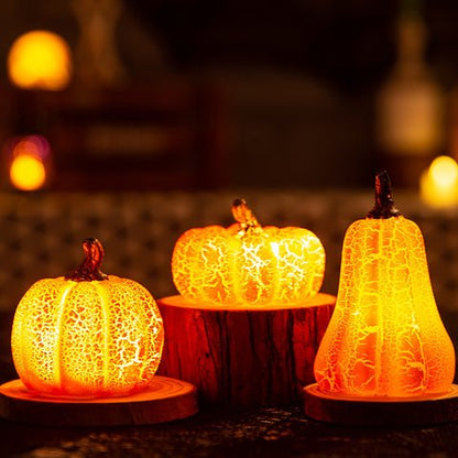 Pumpkin LED Candle Lamp Resin - Halloween Pumpkin Lantern Simulation LED Candle