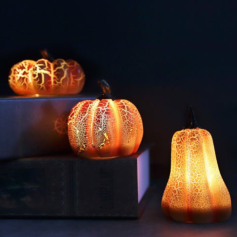 Pumpkin LED Candle Lamp Resin - Halloween Pumpkin Lantern Simulation LED Candle