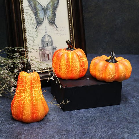 Pumpkin LED Candle Lamp Resin - Halloween Pumpkin Lantern Simulation LED Candle