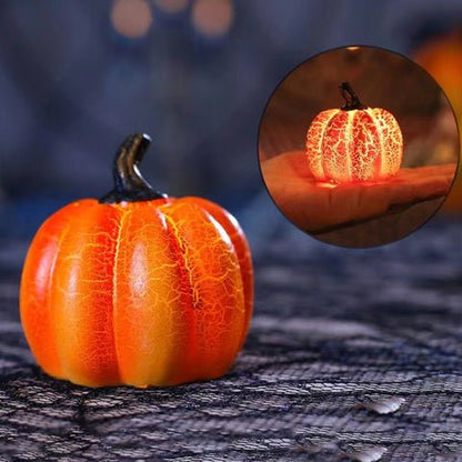 Pumpkin LED Candle Lamp Resin - Halloween Pumpkin Lantern Simulation LED Candle