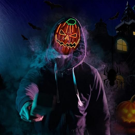 Pumpkin LED Purge Halloween Mask - Light Up Pumpkin Mask for Halloween Festival, Party and Cosplay Costume