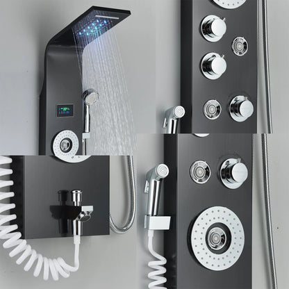 Shower Panel Tower Massage System -  LED Waterfall Shower Water Top Spray Temperature Display Faucet