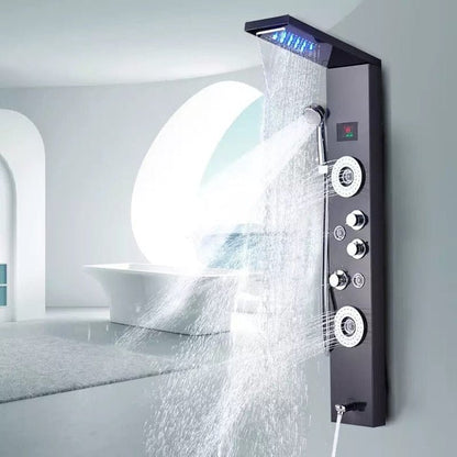 Shower Panel Tower Massage System -  LED Waterfall Shower Water Top Spray Temperature Display Faucet