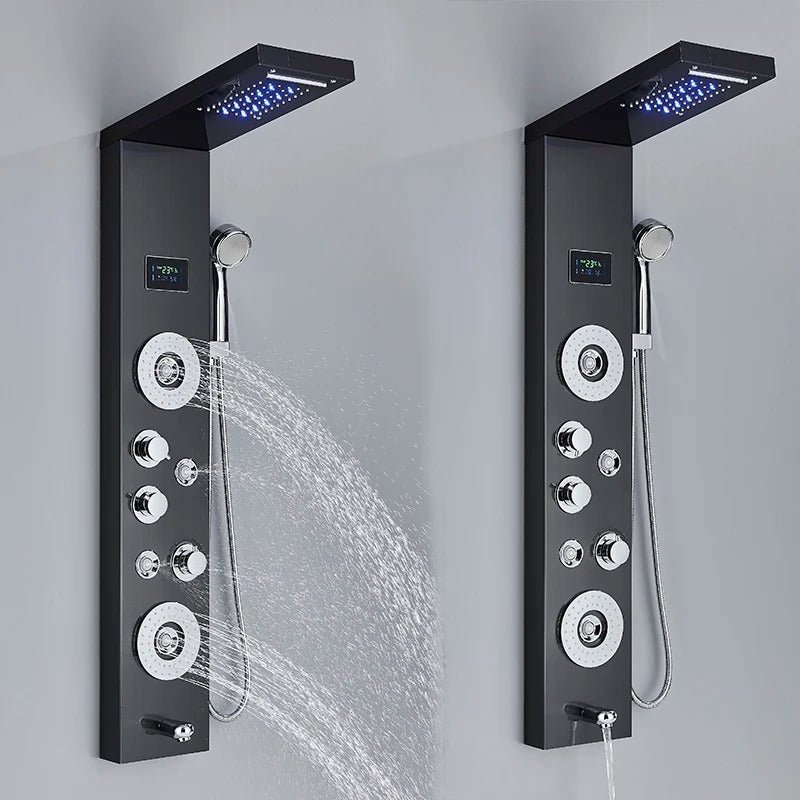 Shower Panel Tower Massage System -  LED Waterfall Shower Water Top Spray Temperature Display Faucet