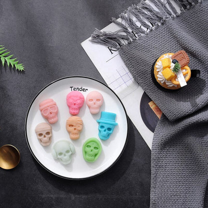 Skull Cake Mold - Halloween Silicone Mold 8 -hole for Jelly Cake, Ice Cube, Crayon, Soap, Halloween Party Decorations