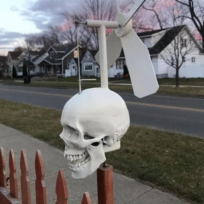 Skull Windmill - Halloween Skull Whirligig Wind Spinner Outdoor Decoration