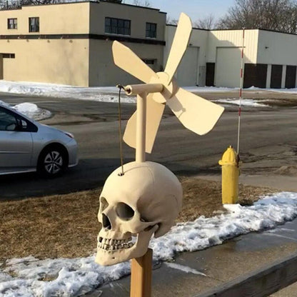 Skull Windmill - Halloween Skull Whirligig Wind Spinner Outdoor Decoration