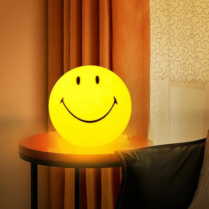 Smile Face Night Lamp - Rechargeable Bedside Round LED Night Lamp with Touch Switch for Table