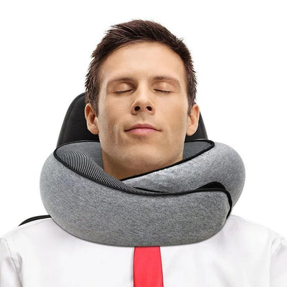 Snail Style Memory Foam Travel Neck Pillow - U-shaped, Portable, Adjustable Neck Support