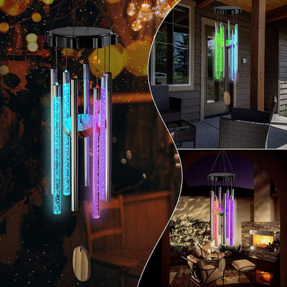 Solar Powered LED Windchimes - Waterproof Wind Chimes for Garden, Patio, Yard and Home Decor