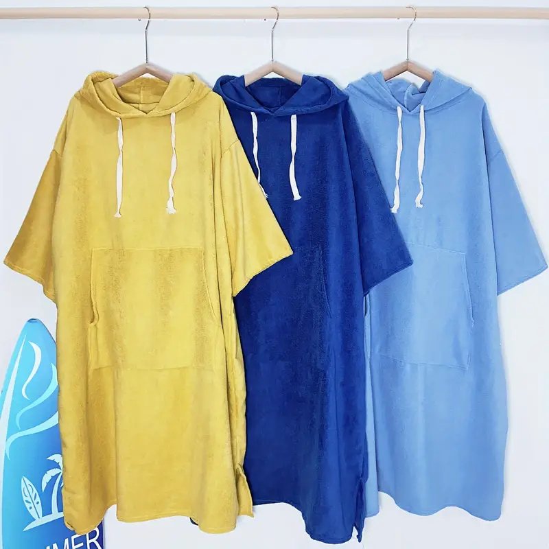 Surf Swimming Poncho Changing Robe - Quick Dry Solid Microfiber Unisex Hooded Towel