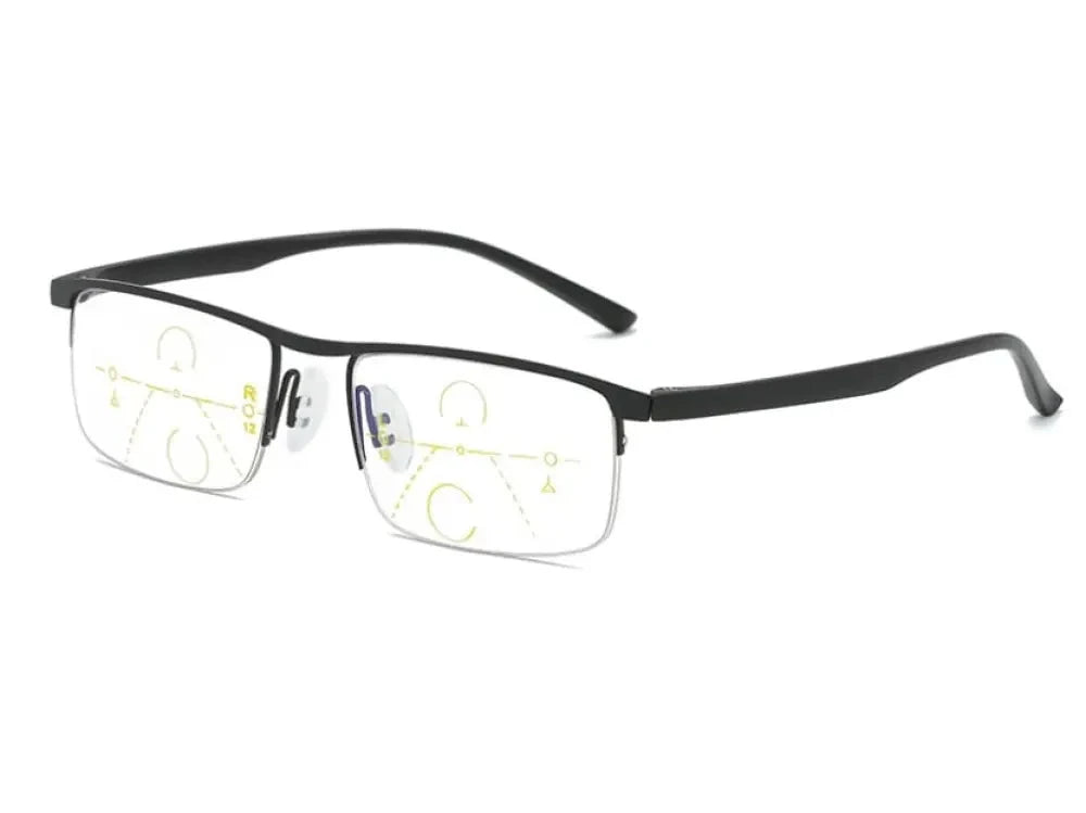 Titanium progressive far and near dual-use reading glasses