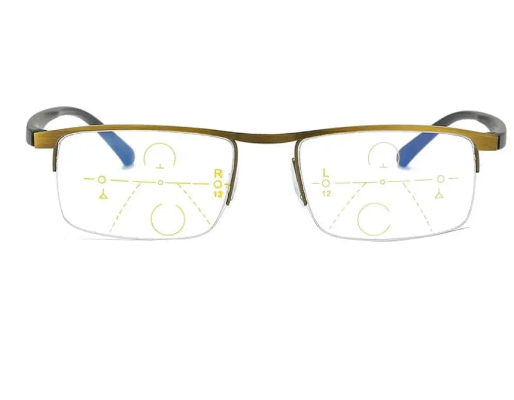 Titanium progressive far and near dual-use reading glasses