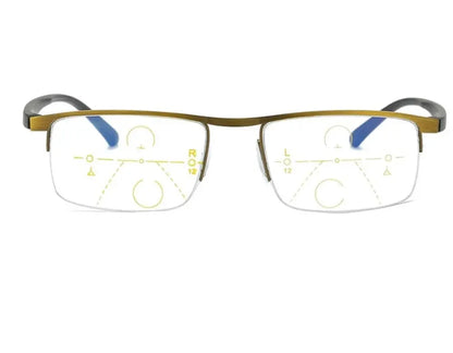 Titanium progressive far and near dual-use reading glasses