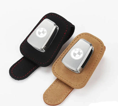 Universal Car Visor Sunglasses Holder Clip（Genuine leather material）