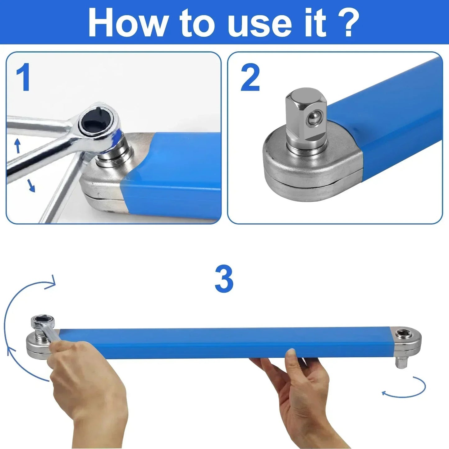 Universal Extension Wrench - High-Carbon Steel 15.4inch Impact Socket Ratchet Wrench Tool