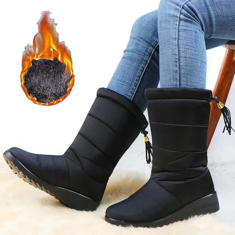 Waterproof Snow Boots -  Fashion Tassel Waterproof Winter Boots for Women Non Slip Plush