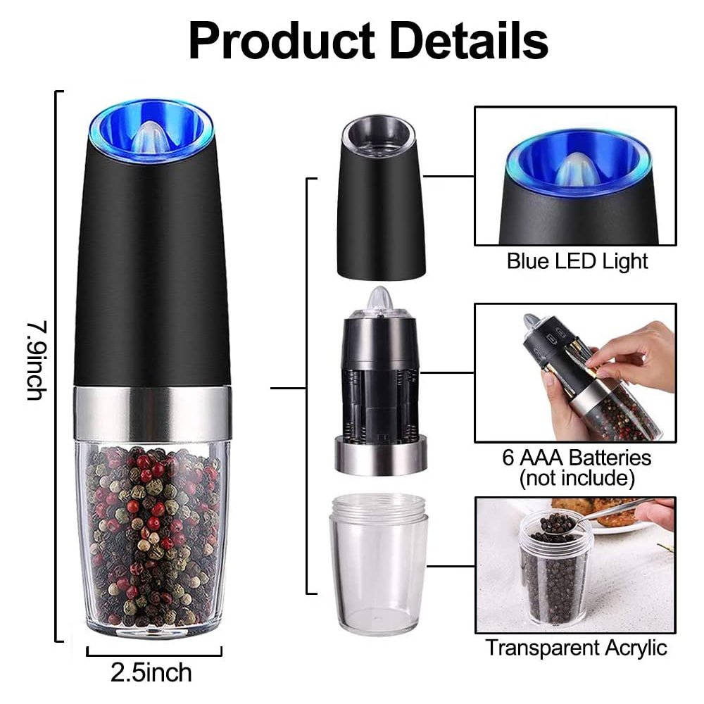 Electric Salt & Pepper Grinder with Gravity Sensor